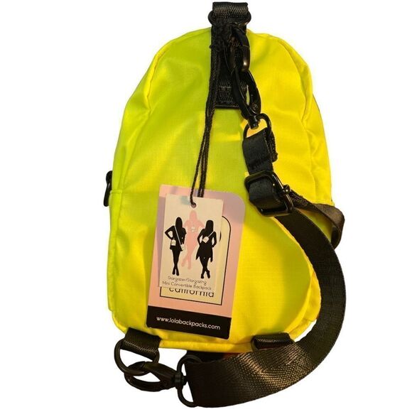NWT NEON CARNIVAL STARGAZER MINI CONVERTIBLE BACKPACK: FLUORESCENT YELLOW - Picture 2 of 5